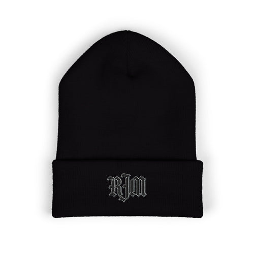 Embroidered 'RJM' Classic Cuffed Beanie — Cozy Gothic Knit Hat