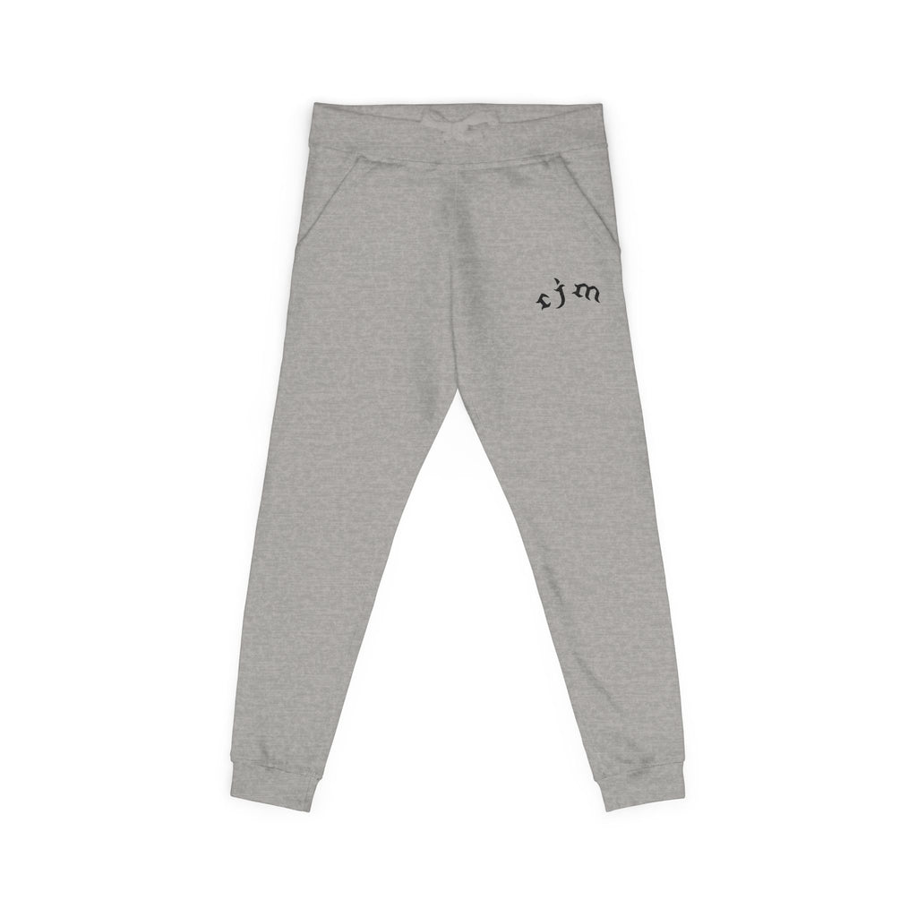 Embroidered 'RJM' Fleece Sweatpants — White Cozy Joggers