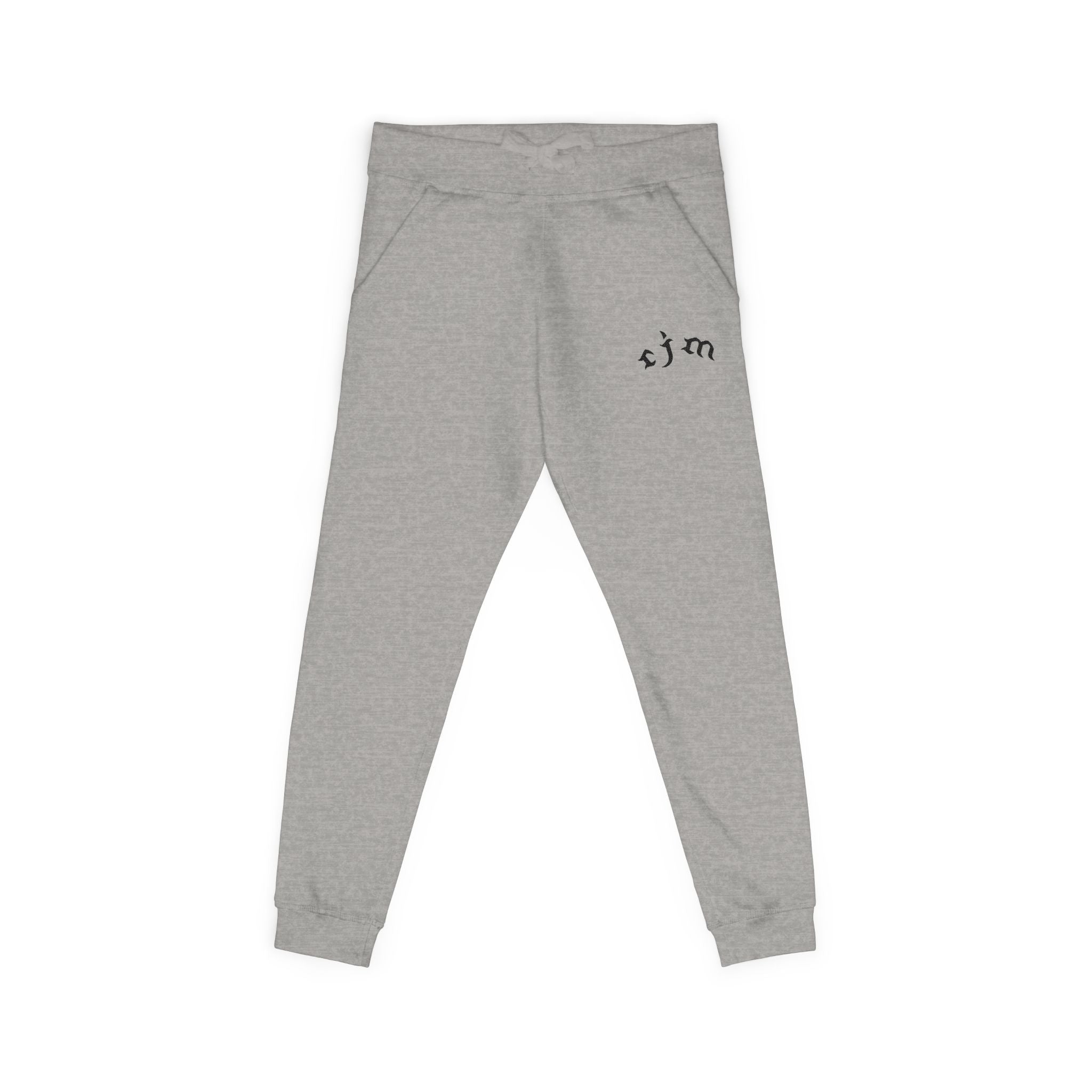 Embroidered 'RJM' Fleece Sweatpants — White Cozy Joggers