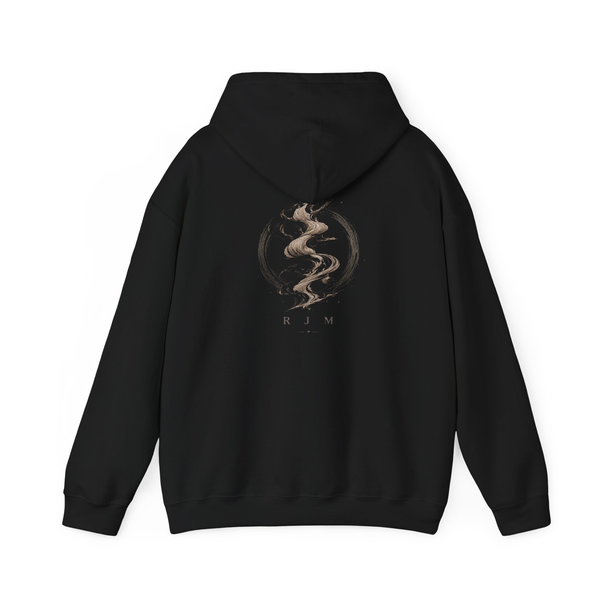 RJM Calligraphy Hoodie — Minimal Zen Dragon Graphic Hooded Sweatshirt