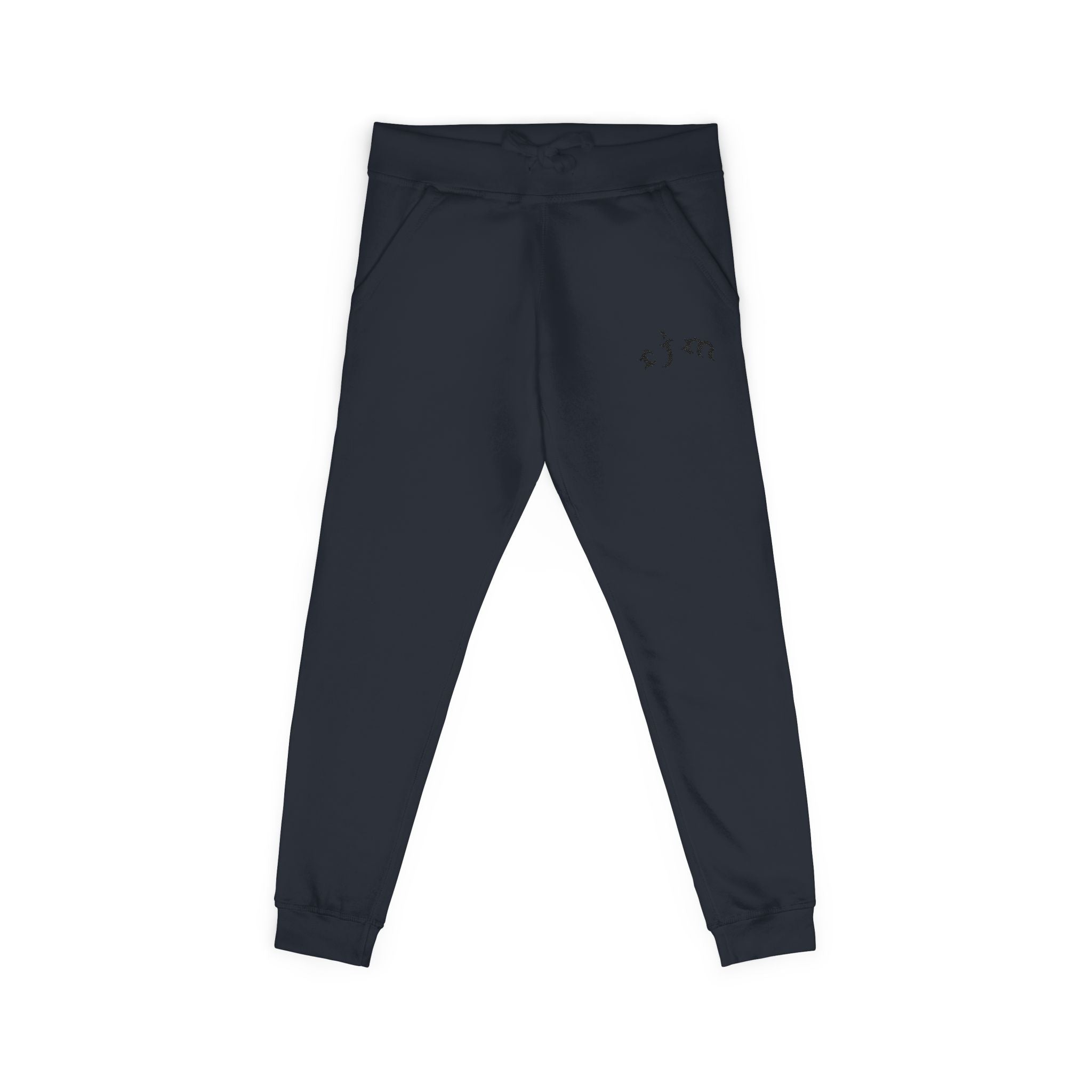 Embroidered 'RJM' Fleece Sweatpants — White Cozy Joggers