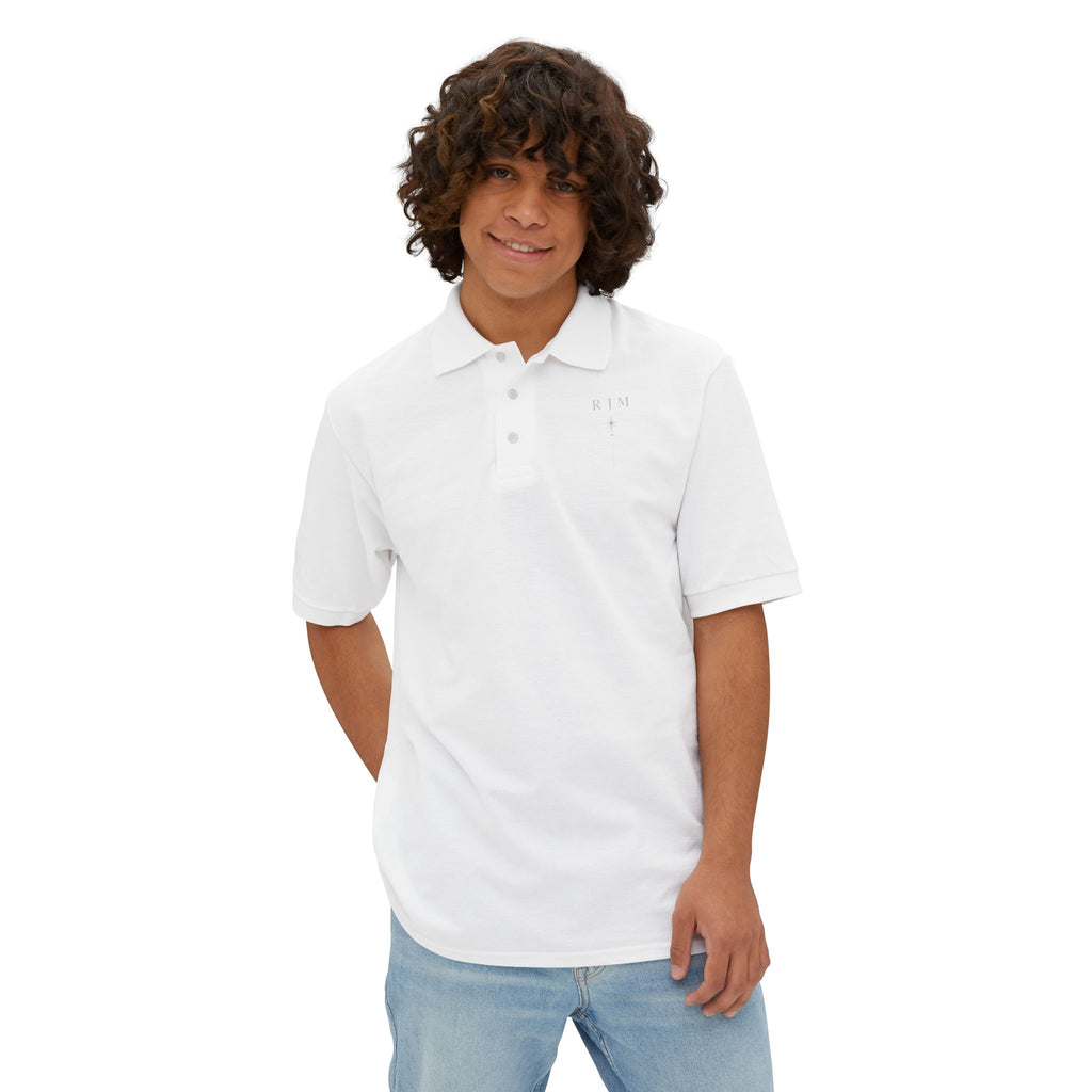 Men's White Piqué Polo Shirt — Classic Breathable Golf & Casual Polo