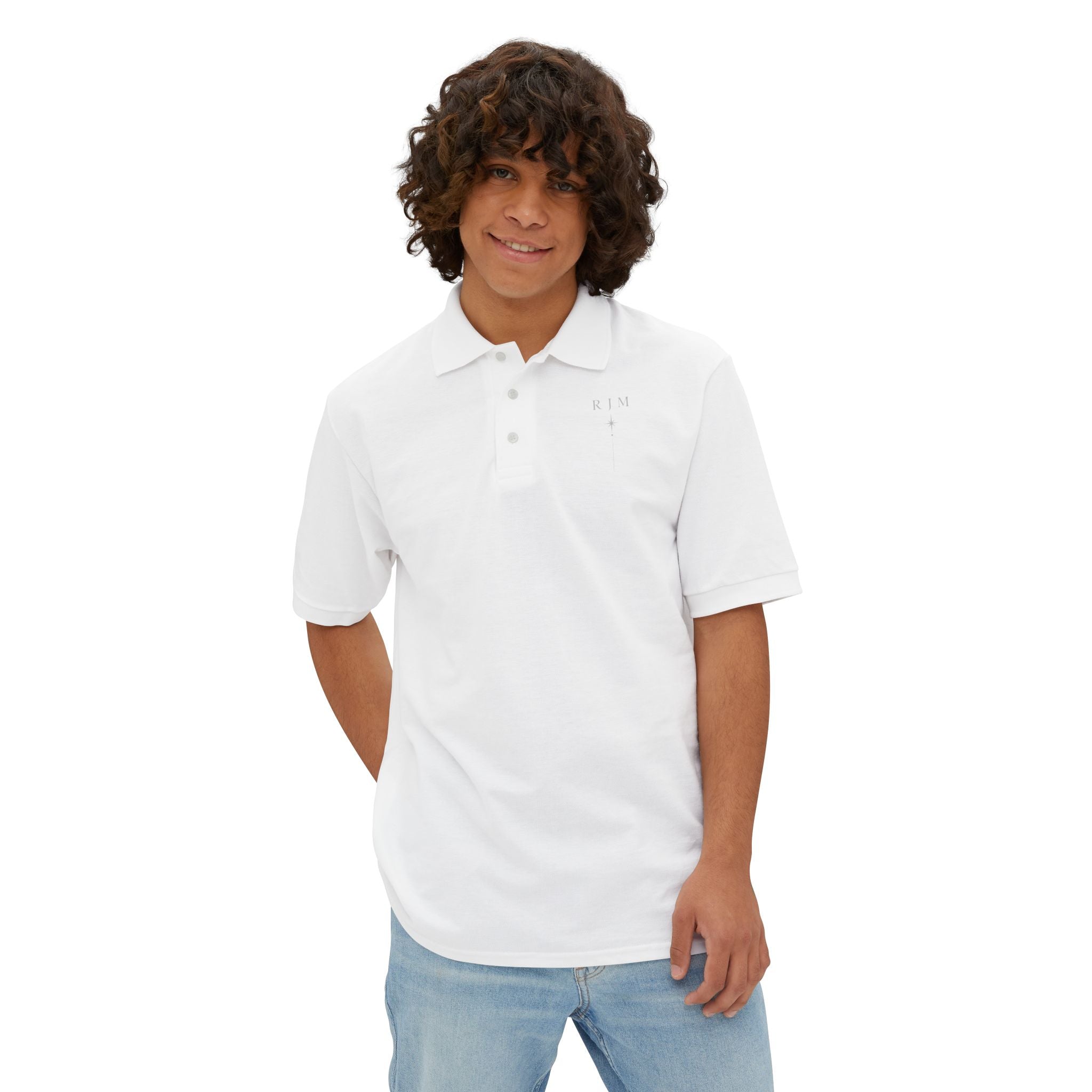Men's White Piqué Polo Shirt — Classic Breathable Golf & Casual Polo