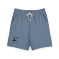 Fleur-de-Lis Cotton Fleece Sweat Shorts — Neutral Lounge Shorts with 'RJM' Accent