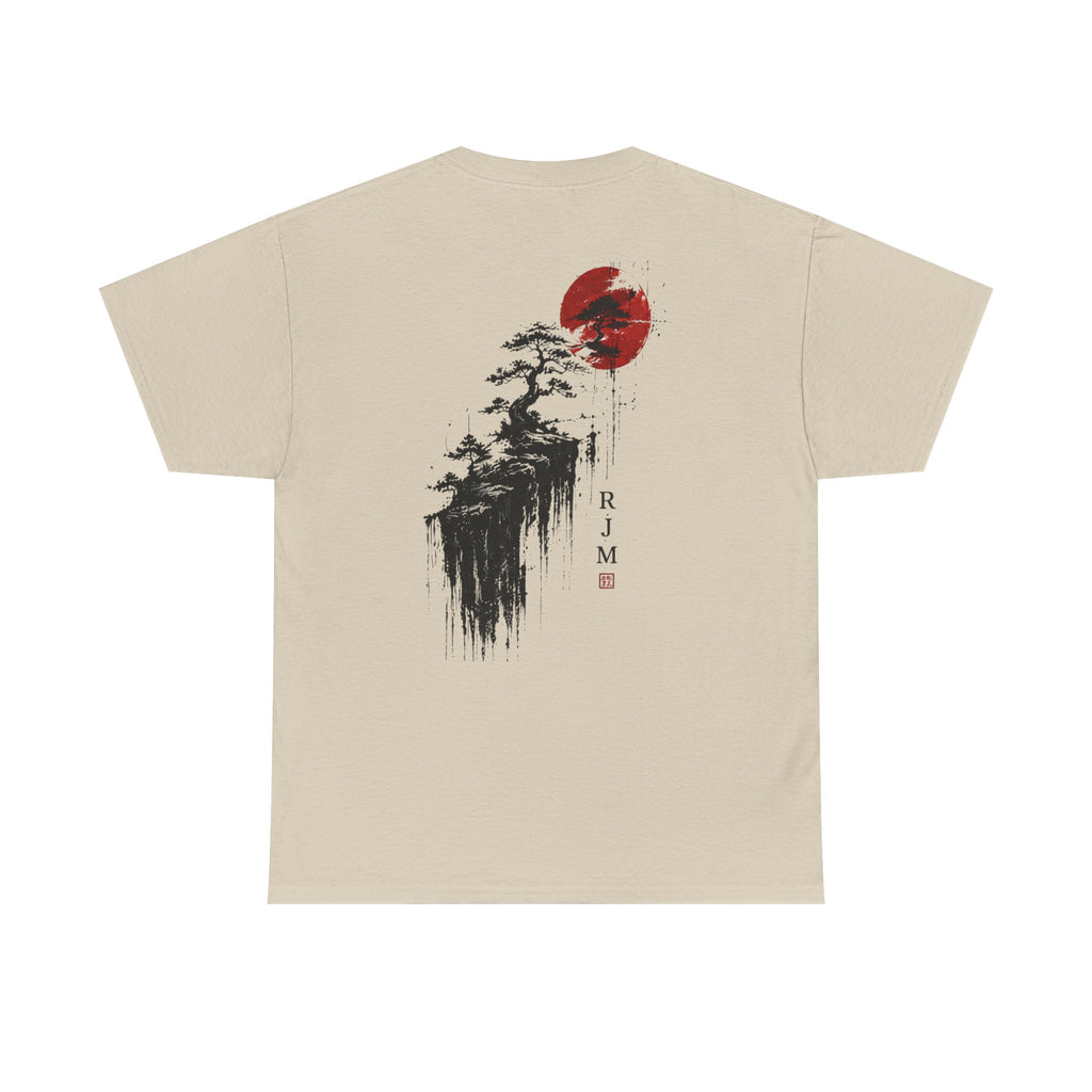 Zen Pine & Red Sun T‑Shirt — Japanese Ink Landscape Tee (RJM)