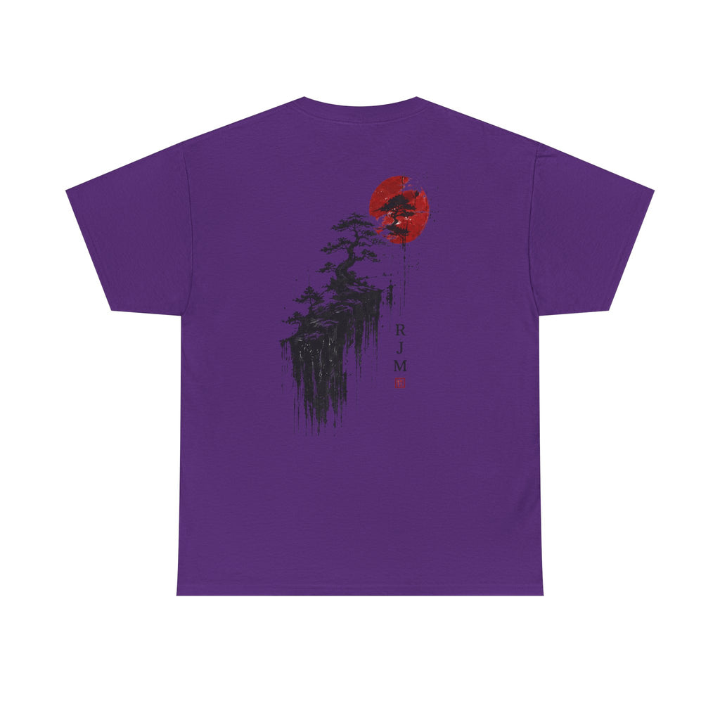 Zen Pine & Red Sun T‑Shirt — Japanese Ink Landscape Tee (RJM)