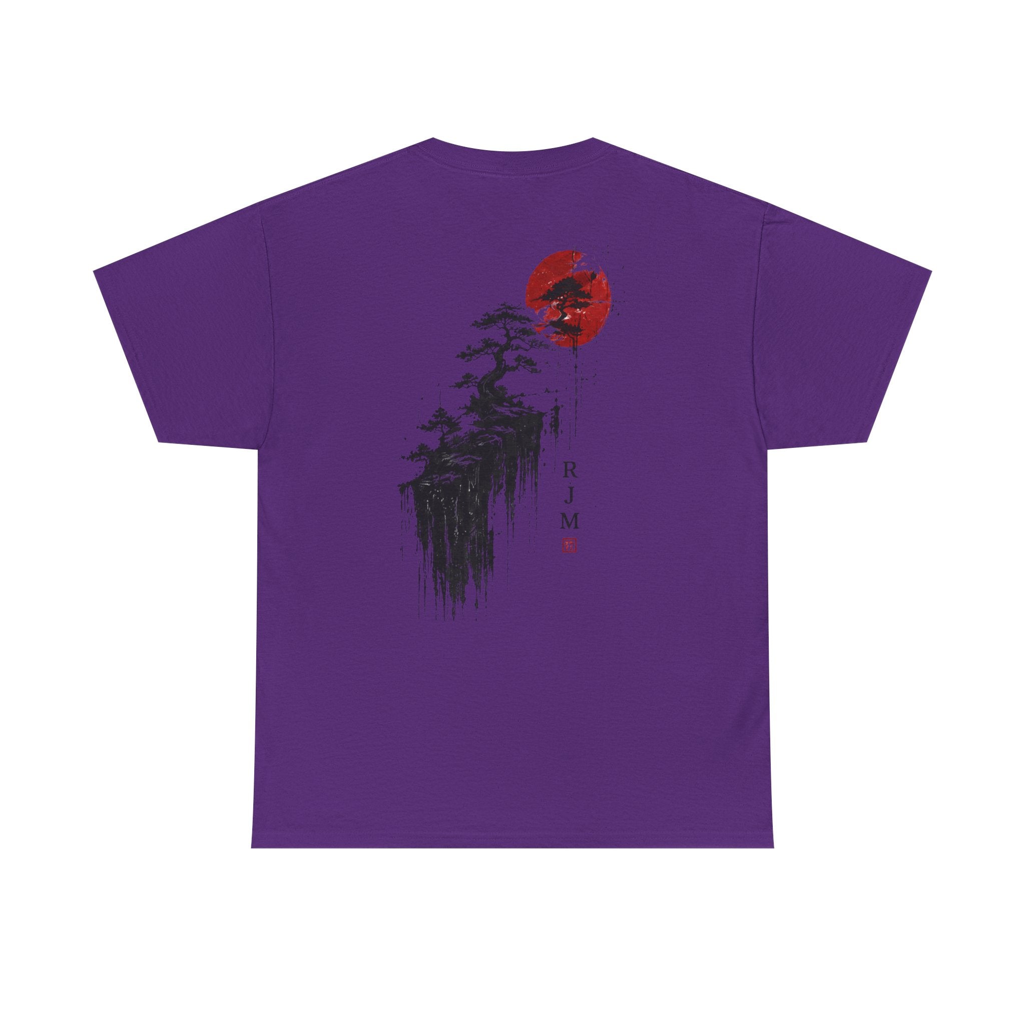 Zen Pine & Red Sun T‑Shirt — Japanese Ink Landscape Tee (RJM)