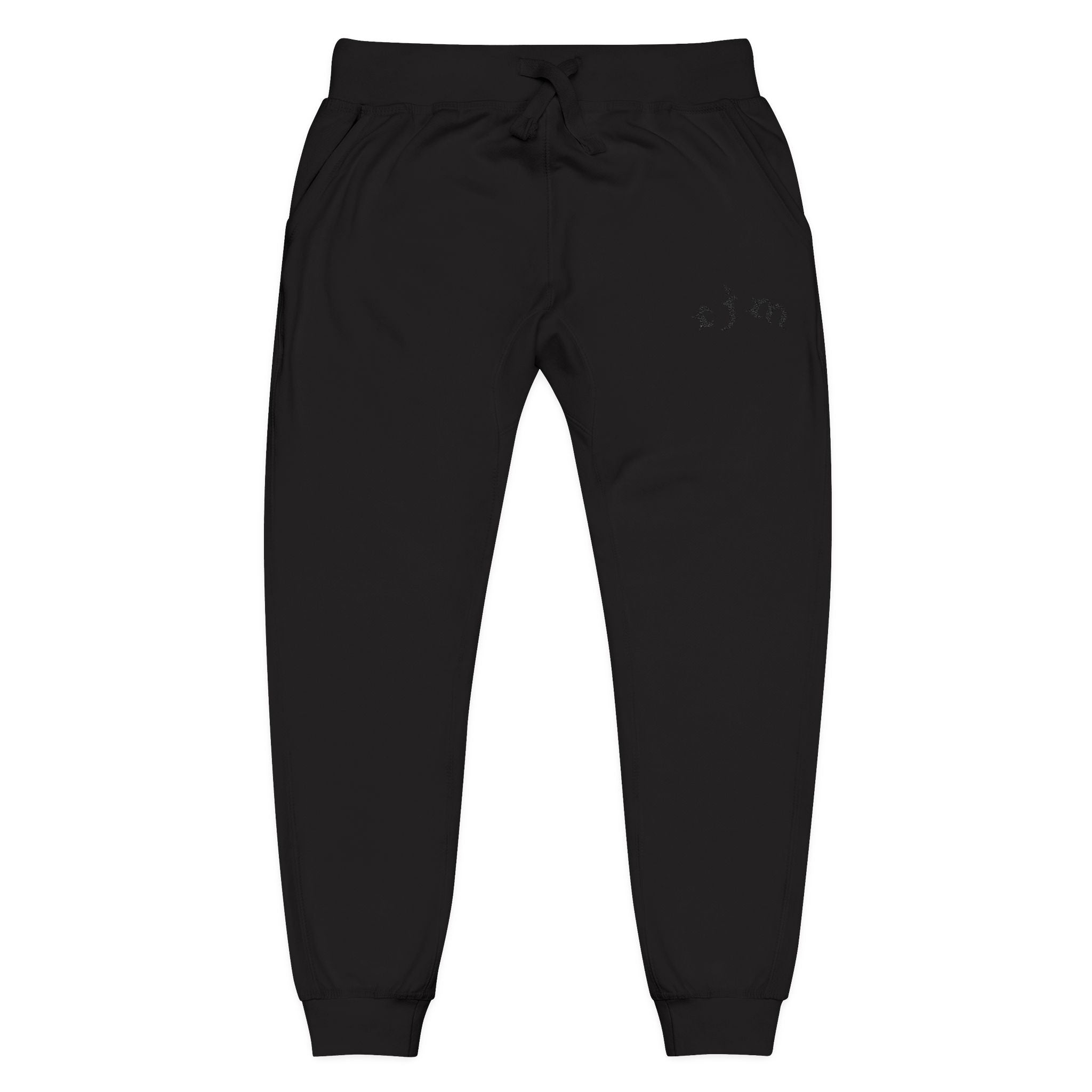 Embroidered 'RJM' Fleece Sweatpants — White Cozy Joggers