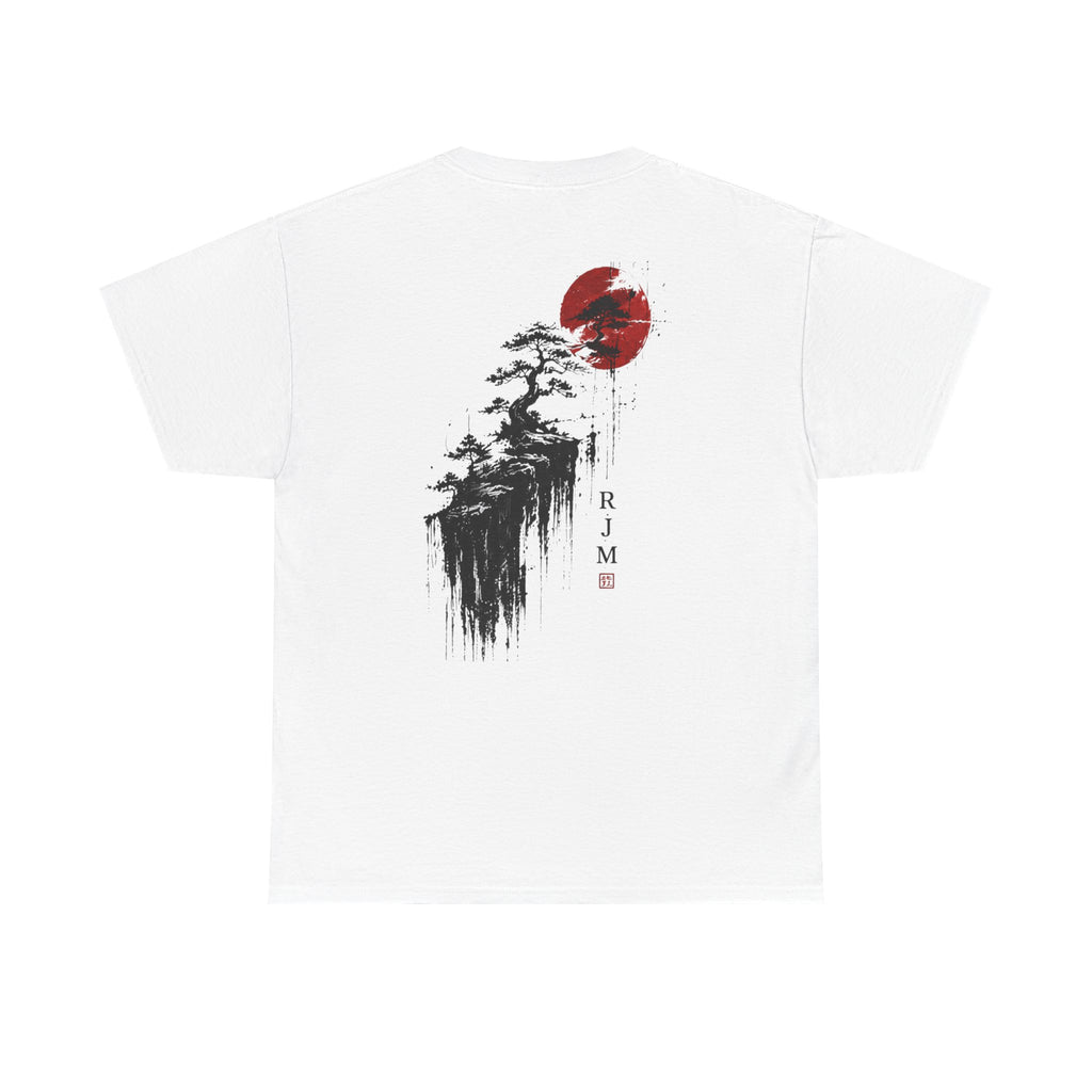 Zen Pine & Red Sun T‑Shirt — Japanese Ink Landscape Tee (RJM)
