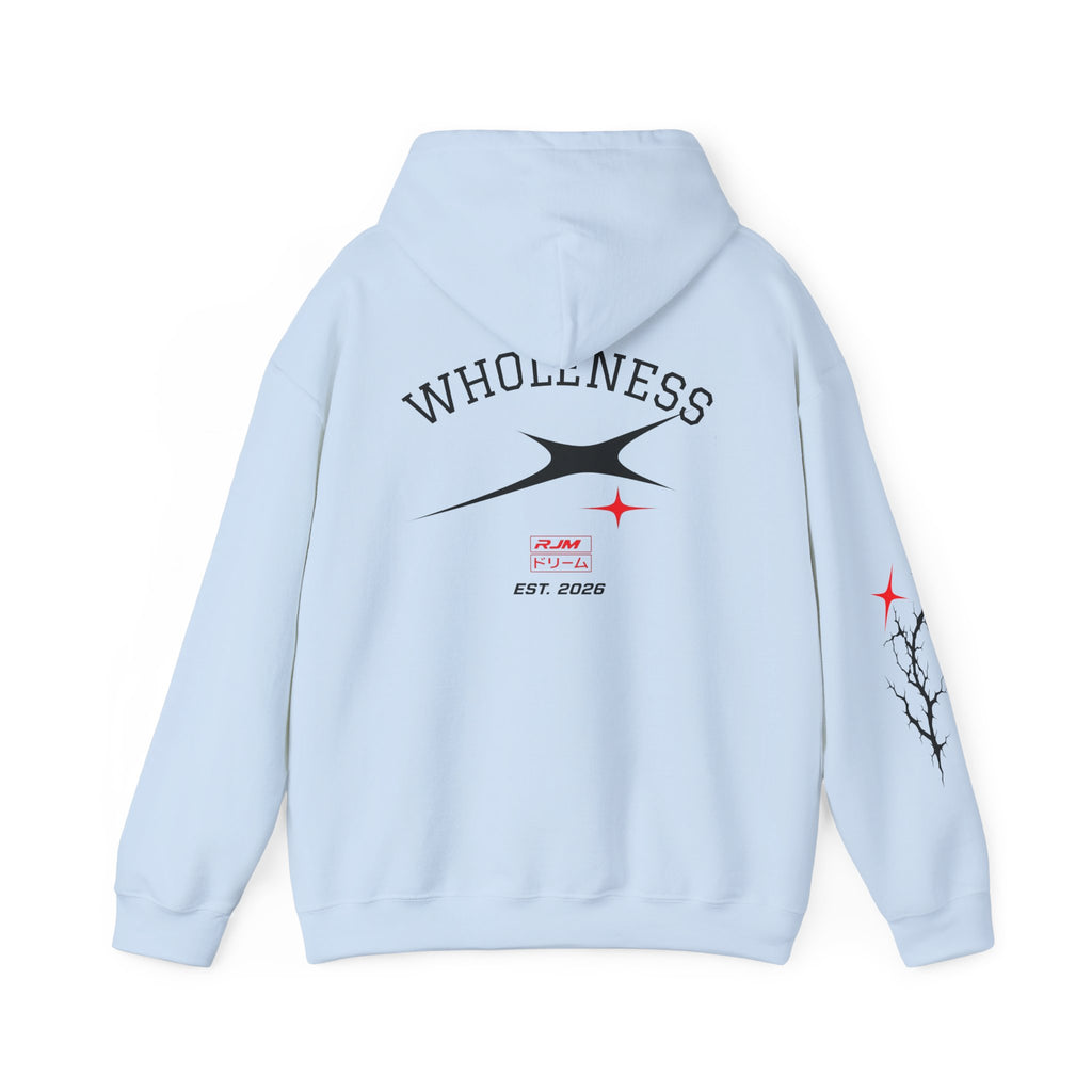 RJM Retro Orbit Hoodie — Minimalist Red Logo Streetwear