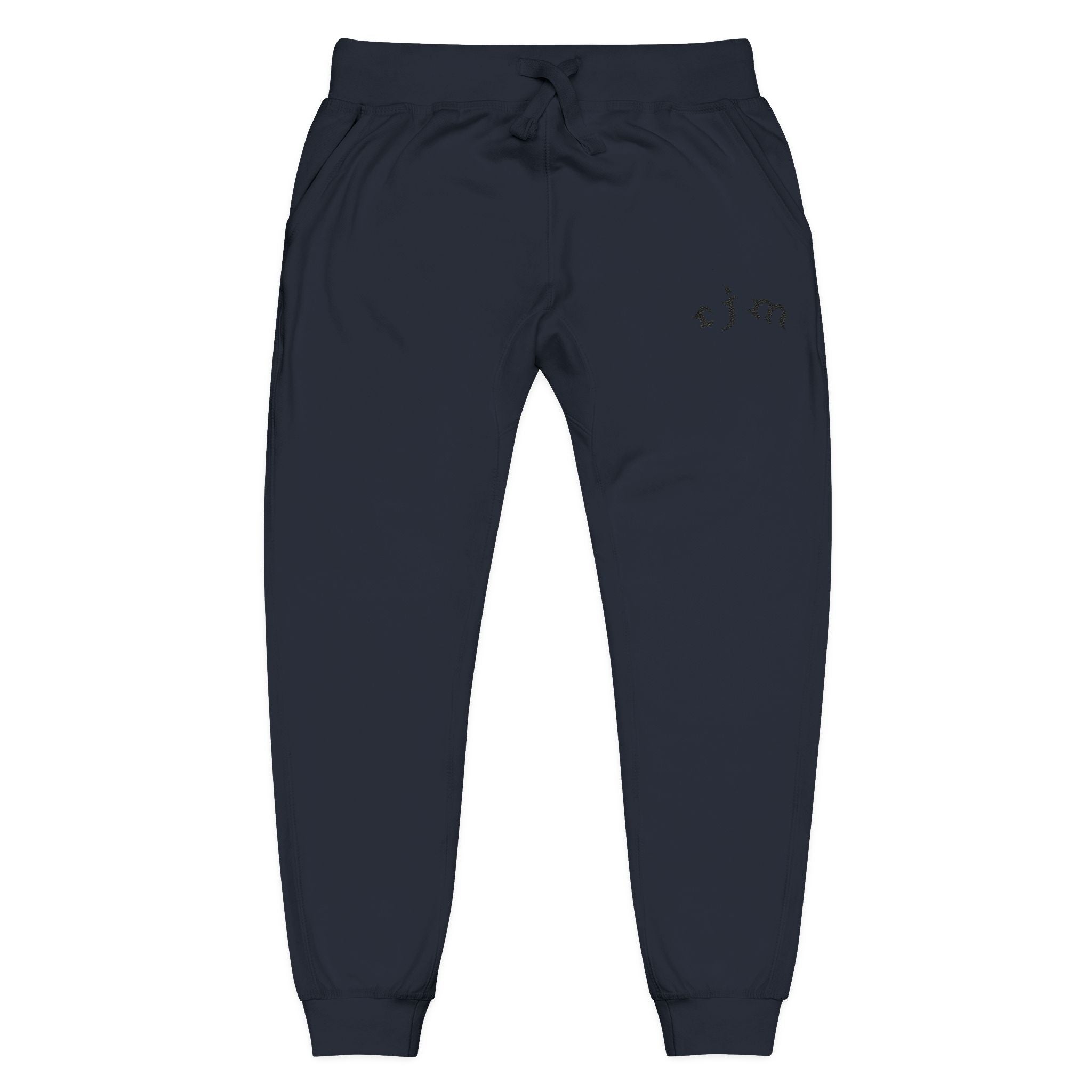 Embroidered 'RJM' Fleece Sweatpants — White Cozy Joggers