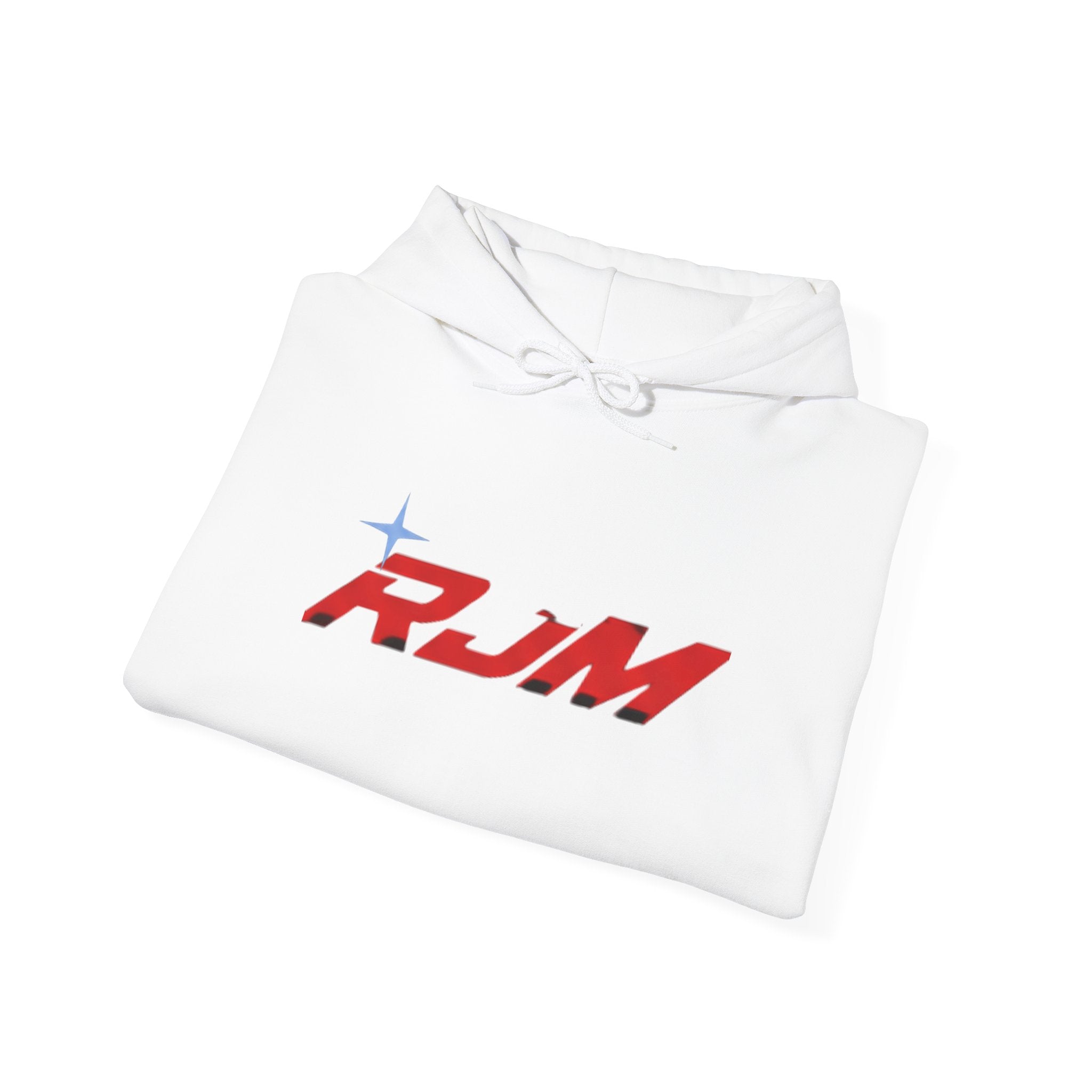RJM Retro Orbit Hoodie — Minimalist Red Logo Streetwear