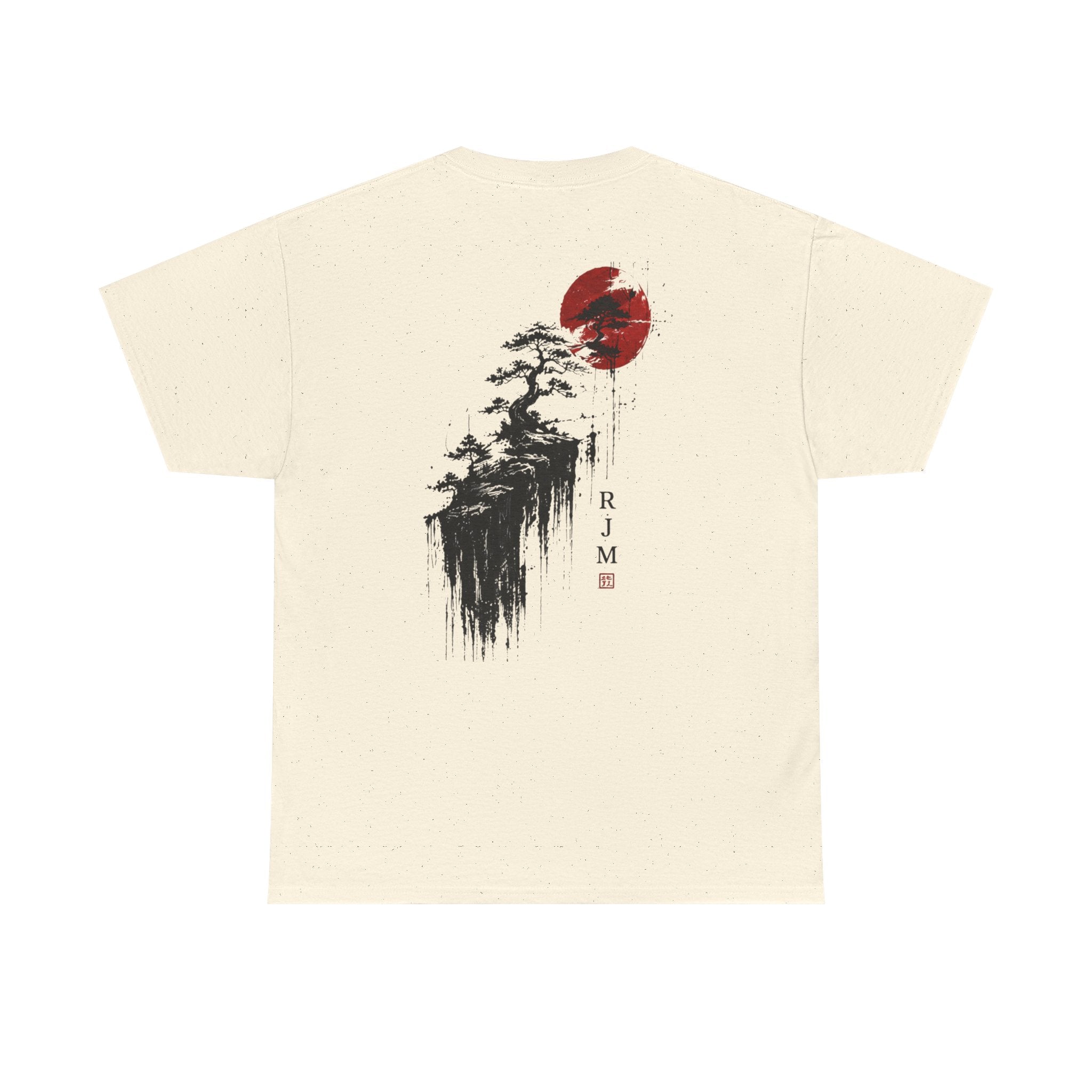 Zen Pine & Red Sun T‑Shirt — Japanese Ink Landscape Tee (RJM)