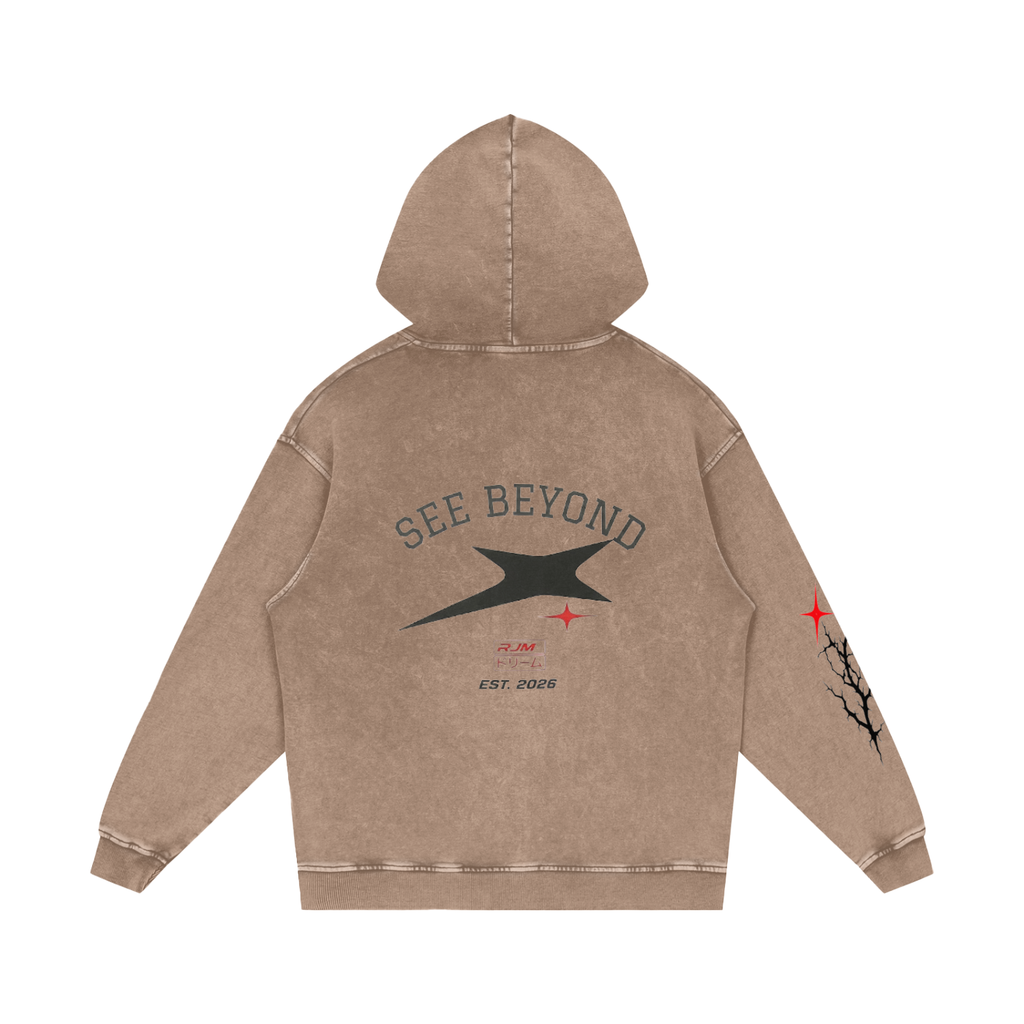 Snow Washed Loose Cotton Hoodie