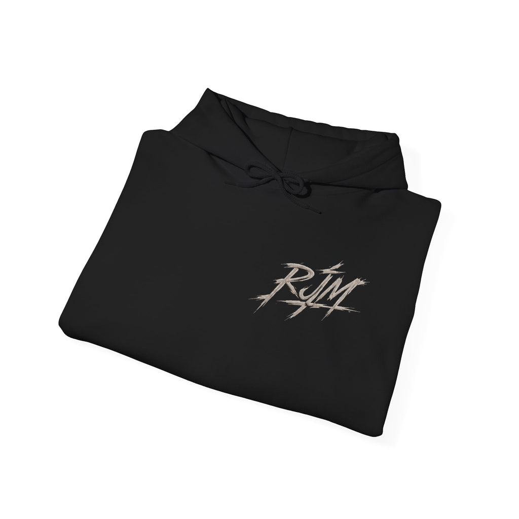 RJM Calligraphy Hoodie — Minimal Zen Dragon Graphic Hooded Sweatshirt