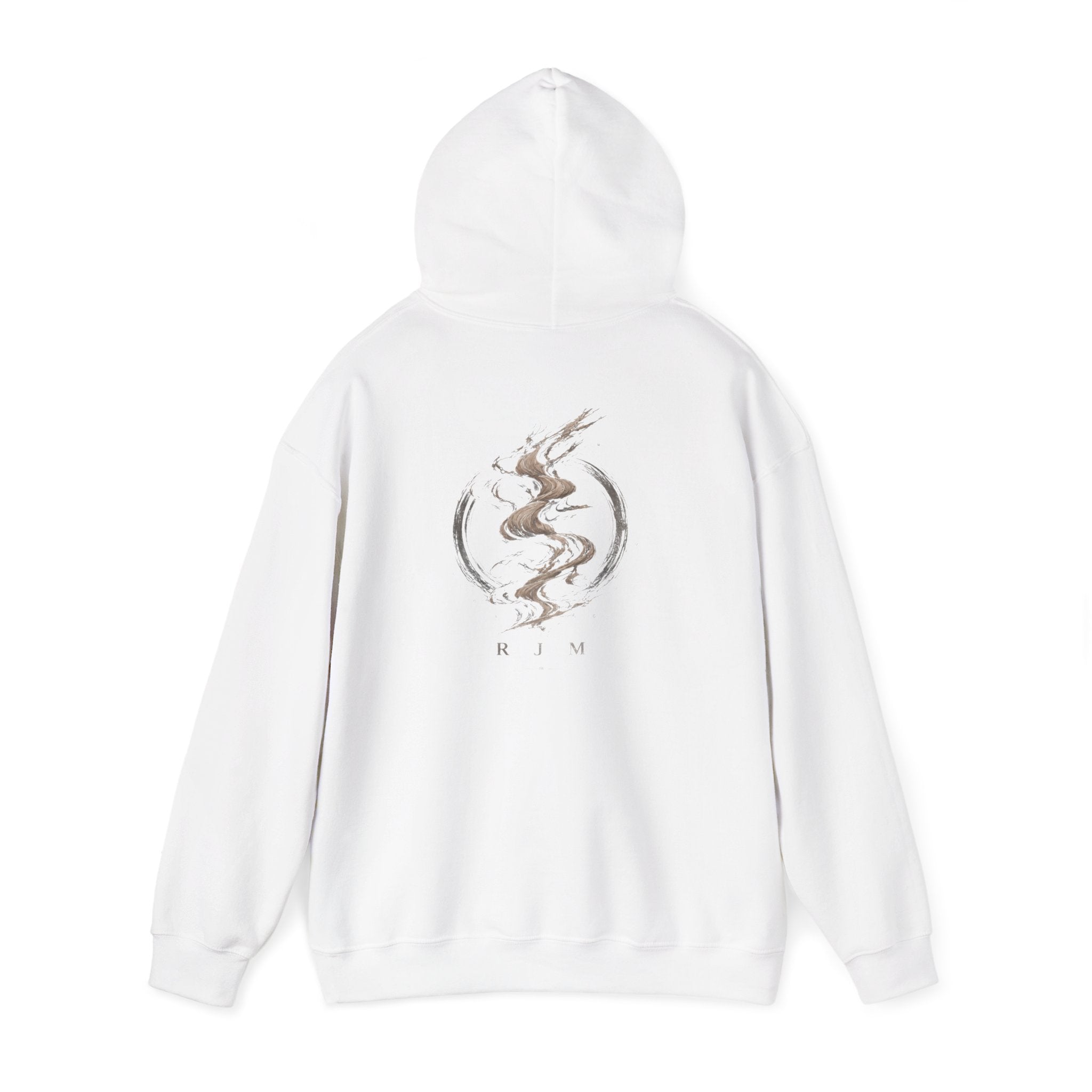 RJM Calligraphy Hoodie — Minimal Zen Dragon Graphic Hooded Sweatshirt