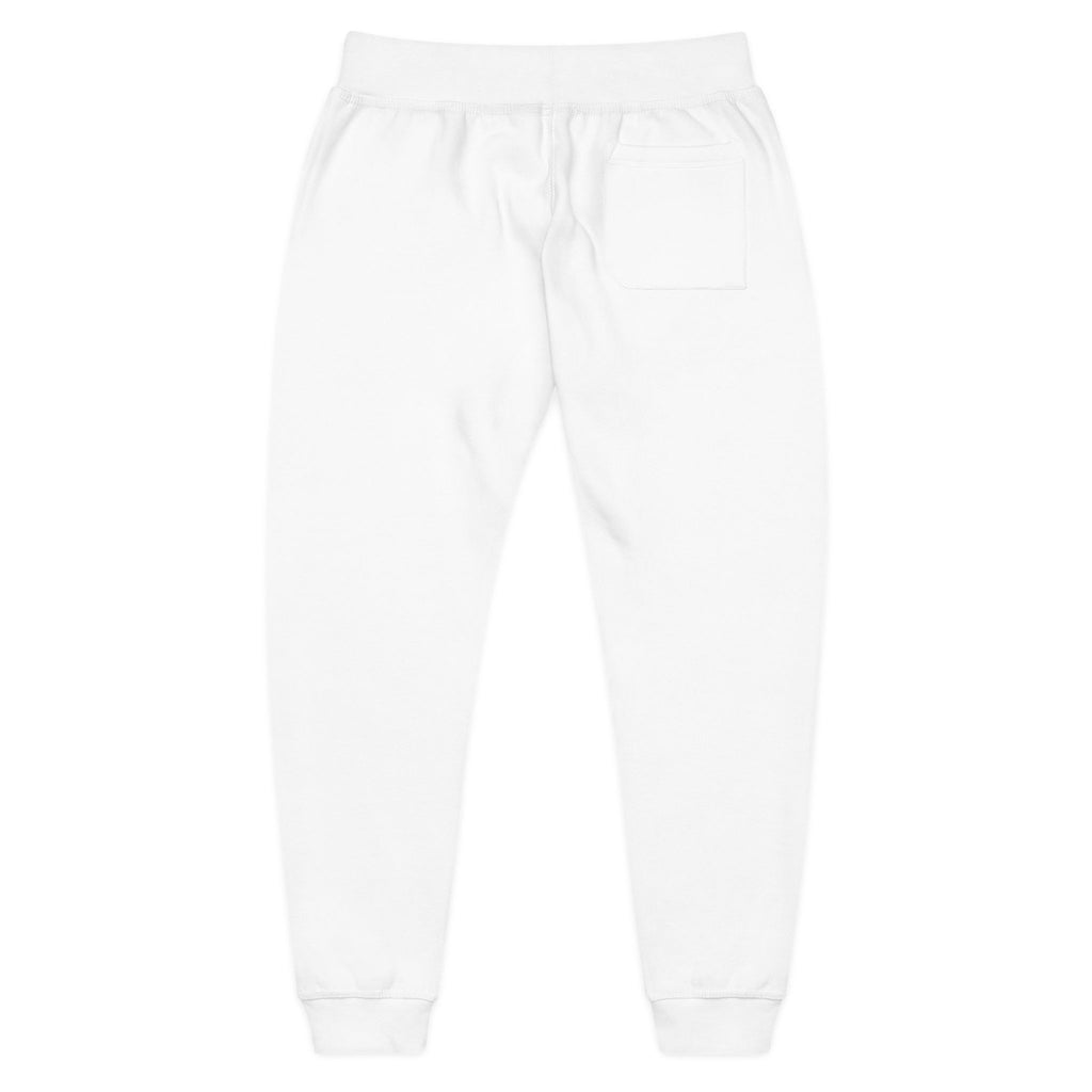 Embroidered 'RJM' Fleece Sweatpants — White Cozy Joggers