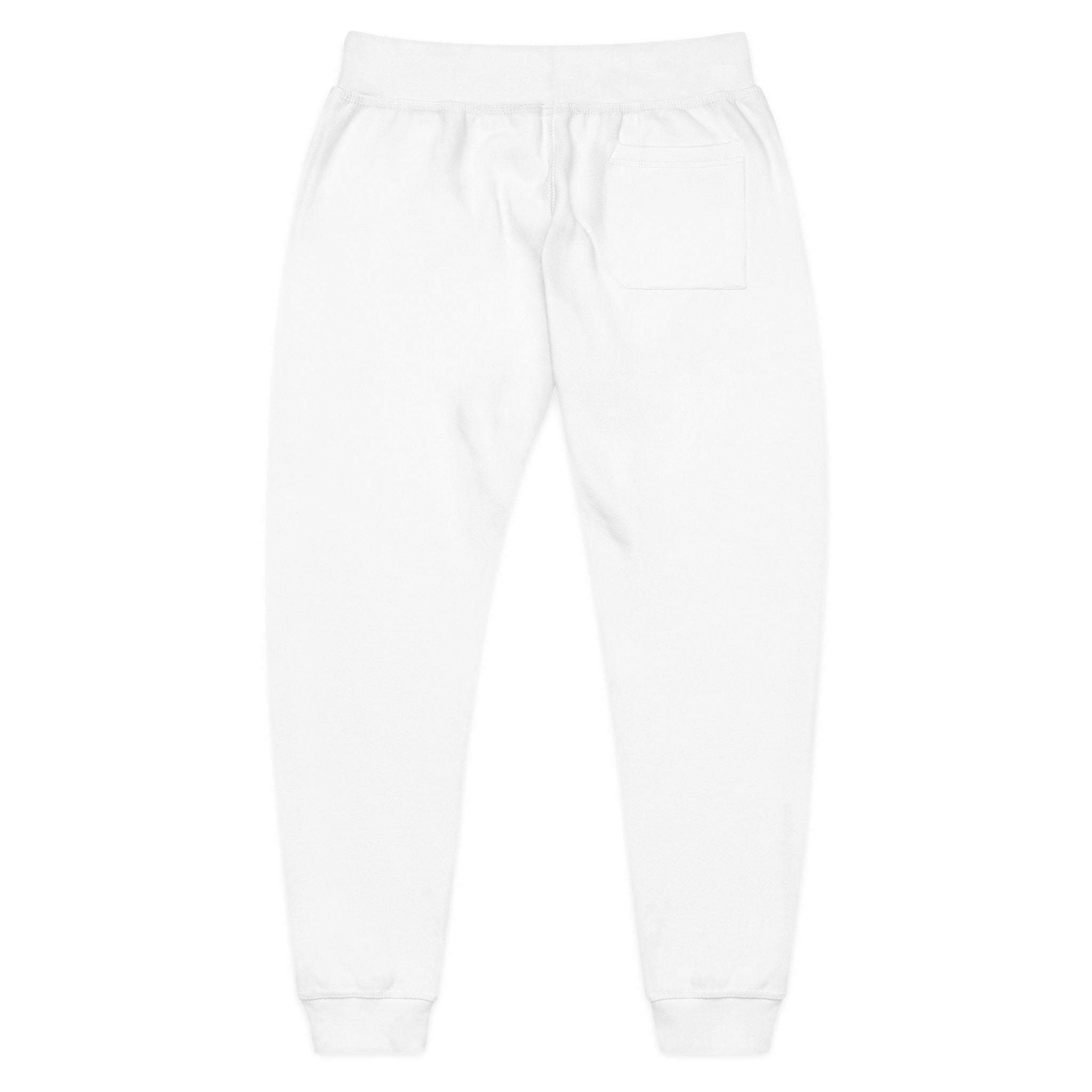 Embroidered 'RJM' Fleece Sweatpants — White Cozy Joggers