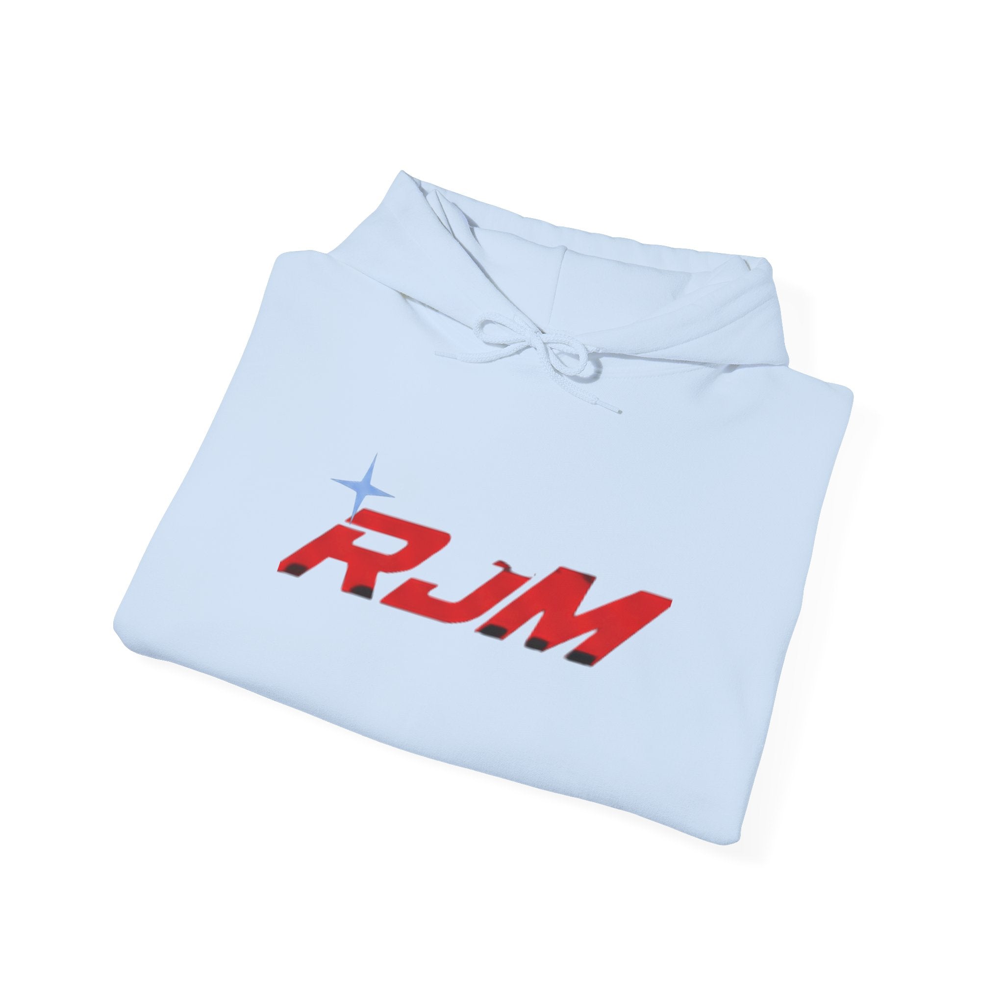 RJM Retro Orbit Hoodie — Minimalist Red Logo Streetwear