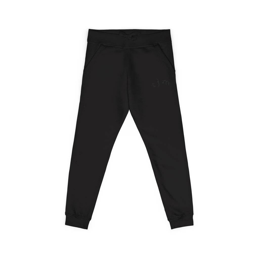 Embroidered 'RJM' Fleece Sweatpants — White Cozy Joggers
