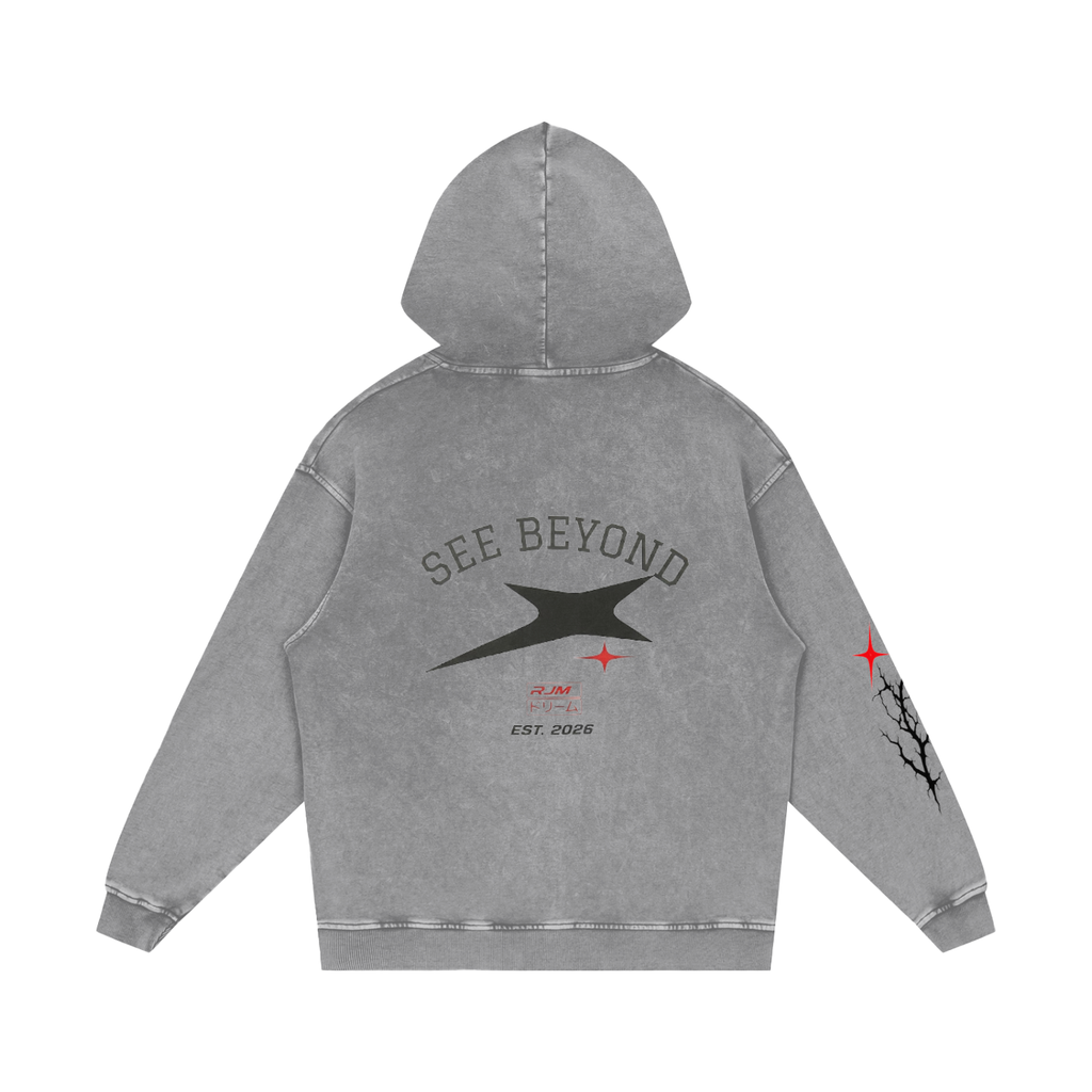 Snow Washed Loose Cotton Hoodie
