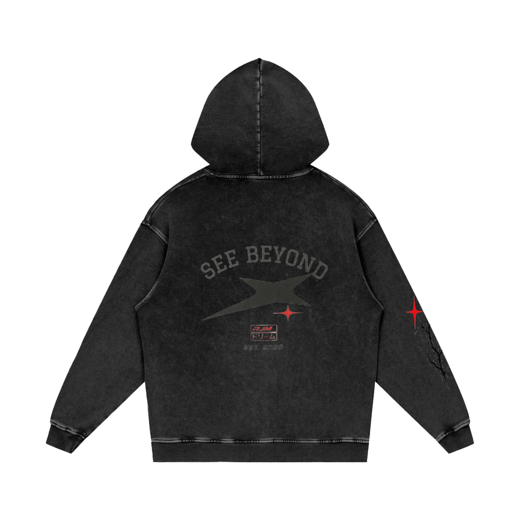 Snow Washed Loose Cotton Hoodie